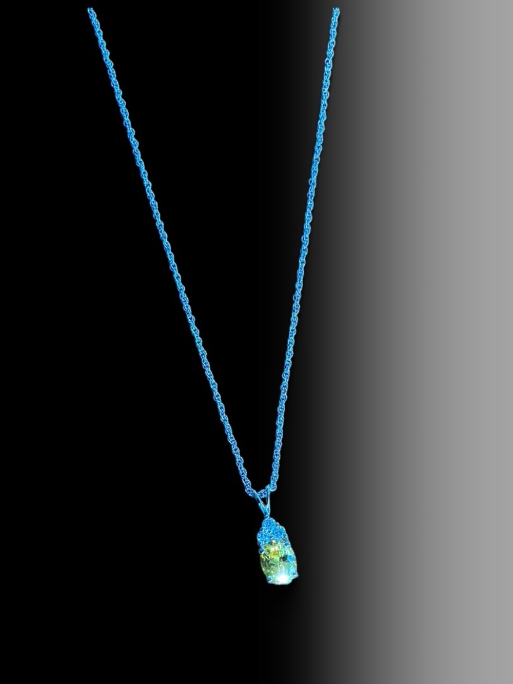 Sterling Silver Pendant Necklace with Yellow Gemstone and Crystals